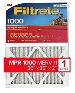 20x25 x 2 In. Allergen Defense Pleated Air Filter, 1000 MPR, 90 Days