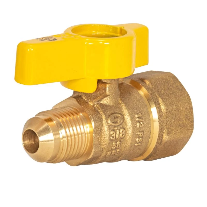 Straight Flare Brass Gas Ball Valve, 3/8 In. FL x 1/2 In. FIP