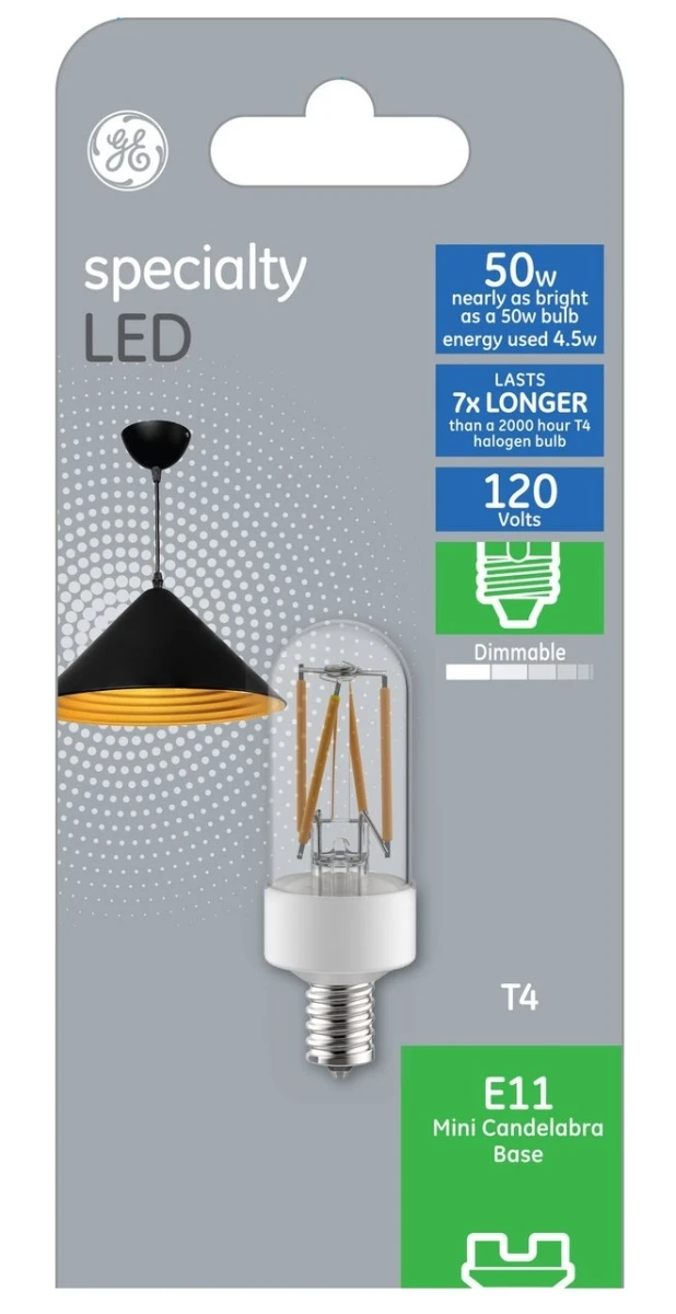 LED Light Bulb, Clear, Filament Design, 4 Watt, 500 Lumens