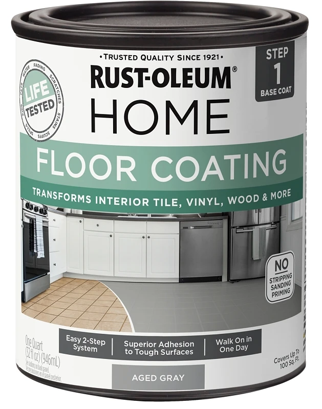 HOME Floor Coating, Step 1 Base Coat, Aged Gray, 1 Qt.
