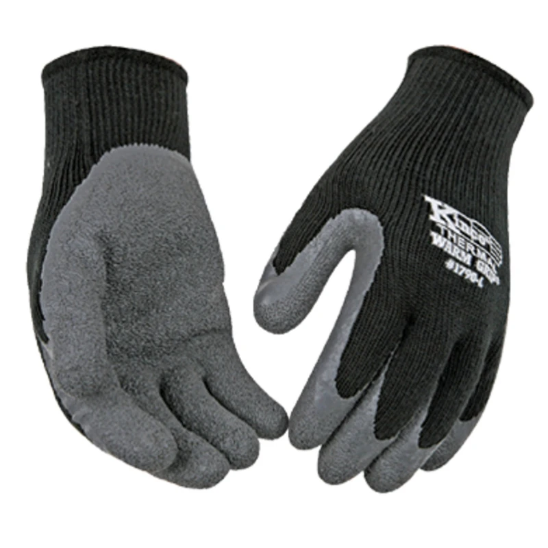 Warm Grip Thermal Gloves, Latex Palm, Black, Men's S