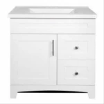 Shaker Door & Drawer Vanity Combo, White Finish & White Marble Top, 30 In. Wide