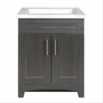 Shaker Vanity Combo, Moderna Grigio Finish & White Marble Top, 24 In. Wide