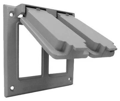 Weatherproof GFCI Flip Cover, Vertical, Double Gang, Gray