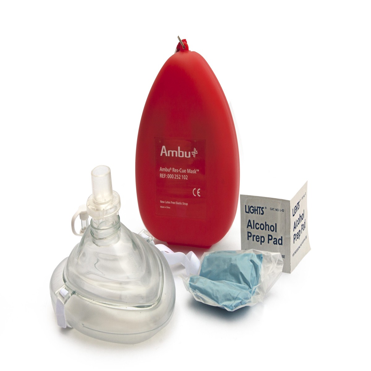AMBU CPR Mask with Oxygen Inlet in Hard Case