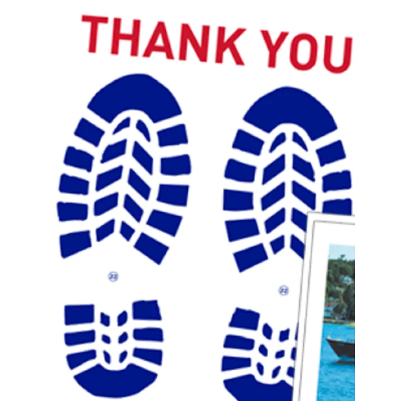 AMS Thank You Boot Print Paper Floor Mats Box