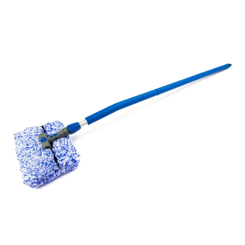 Autofiber Mitt on a Stick PRO Adjustable Wash Tool with 61″ Angled Pole Blue