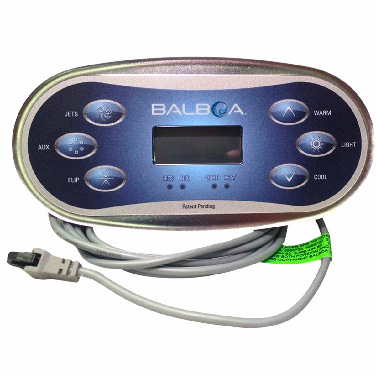 Balboa TP600 Spaside Control Panel, BP Series, w/Label: 80-12101, 7.1 x 3.5, Oval, LCD (Model 55673)