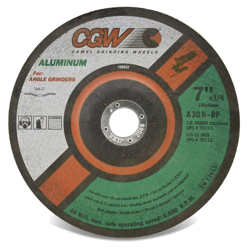 CGW Aluminum Oxide Grinding Wheel 5in. x 5/8-11in. Type 27 (36110) 10pk