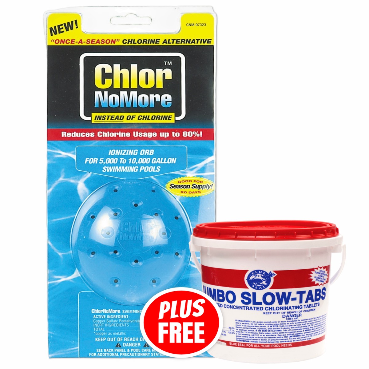 Chlor NoMore Blue Orb + 8 Lbs Jumbo Tab Chlorine For Pools Up To 10,000 Gallons