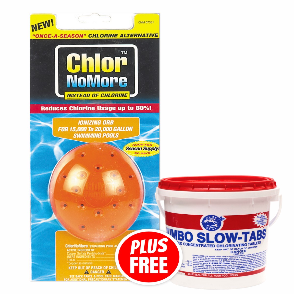 Chlor NoMore Orange Orb + 8 Lbs Jumbo Tab Chlorine For Pools Up To 20,000 Gallons
