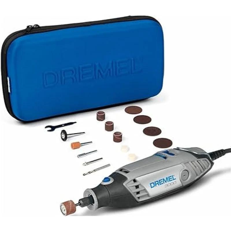 Dremel 3000 Rotary Tool 130 W EZ Wrap, Multi Tool Kit with 15 Acessories, Variable Speed 10.000-33.000 RPM