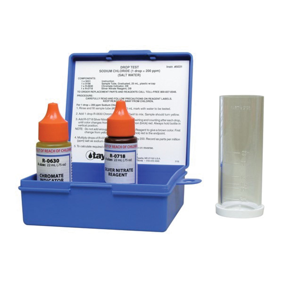 Drop Test Chloride | Sodium Chloride Reagent Heavy Duty |.75 oz Bottle | 1 Pack | Taylor