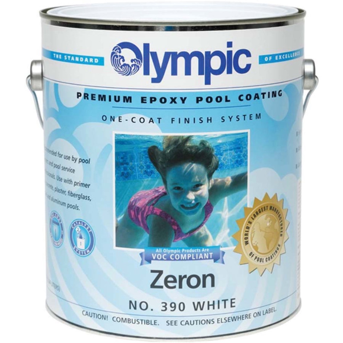 Epoxy Pool Coating | Olympic | 390 Zeron | 1 Gallon | White Heavy-Duty Finish