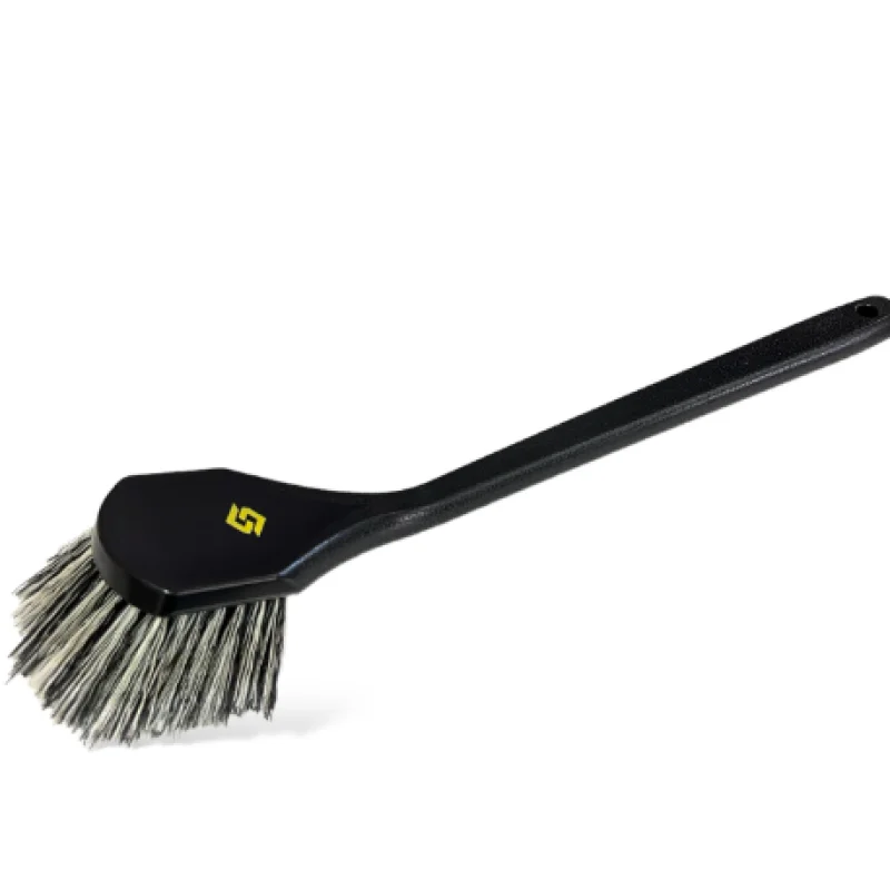 Golden State Soft Bristles Car Wheel Scrubbing Brush Long Curve Handle Gray