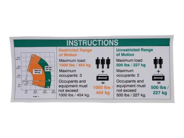 JLG Part # GN147605GT | GN-DECAL, INSTRUCT PLAT, EA