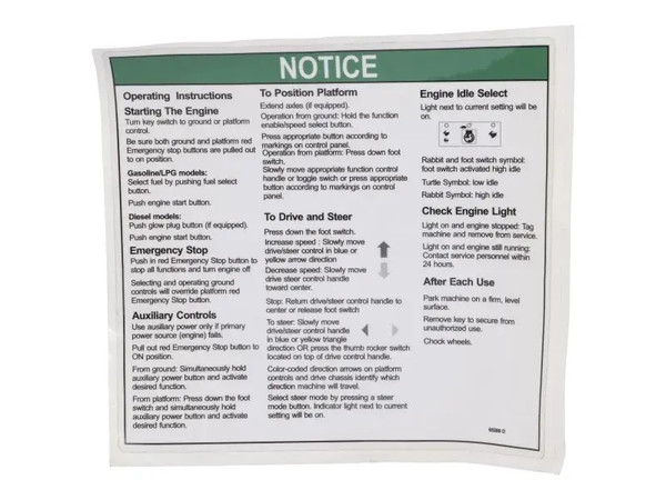 JLG Part # GN65269 | GN-DECAL, NOTICE, EA