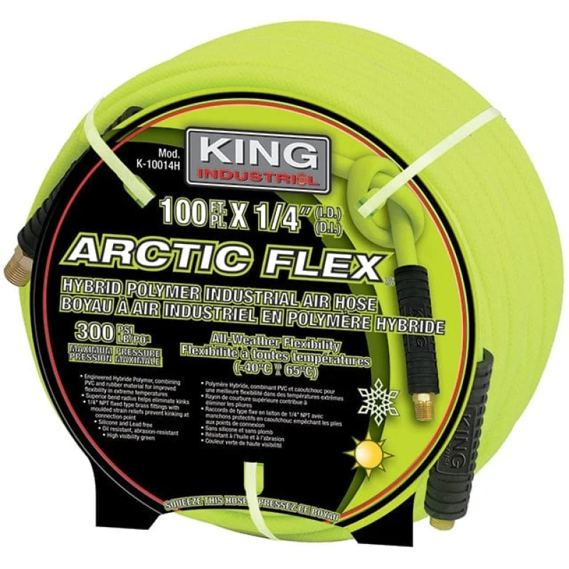Industrial Air Hose, Hybrid Polymer, 1/4in x 100ft – King Canada (K-10014H)