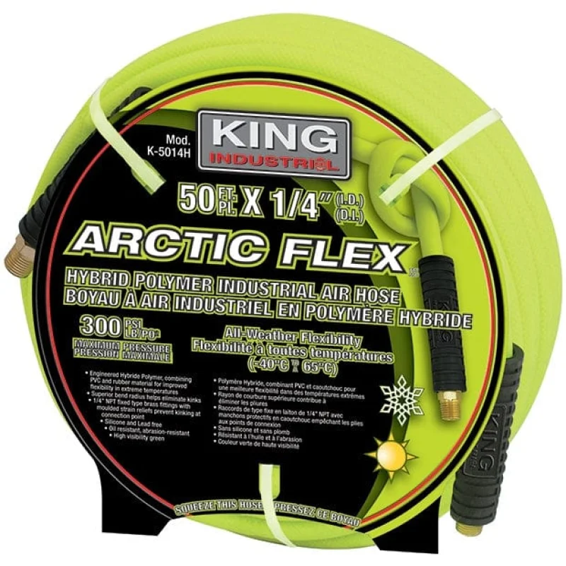 Industrial Air Hose, Hybrid Polymer, 1/4in x 50ft – King Canada (K-5014H)