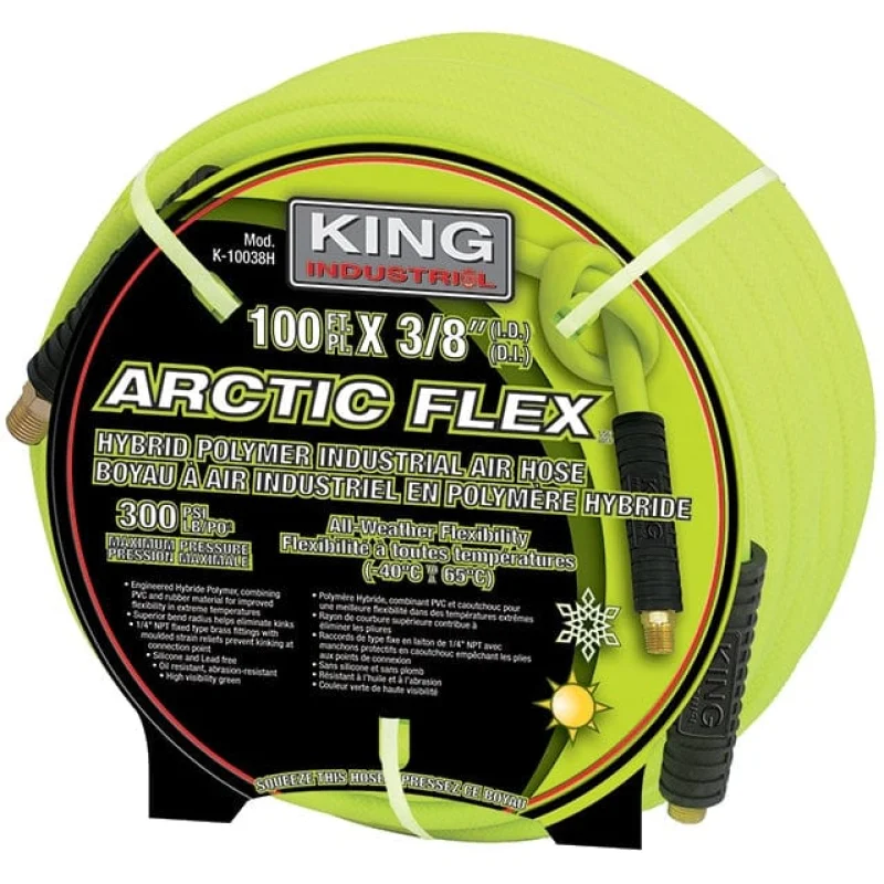 Industrial Air Hose, Hybrid Polymer, 3/8in x 100ft – King Canada (K-10038H)