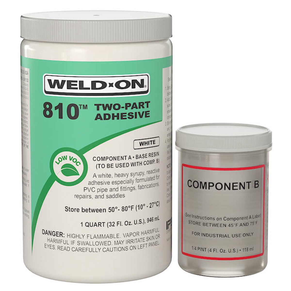 Industrial Epoxy Adhesive Kit | IPS | 810 White 4 oz | Low VOC 2 Component | Heavy Duty Pool Grade