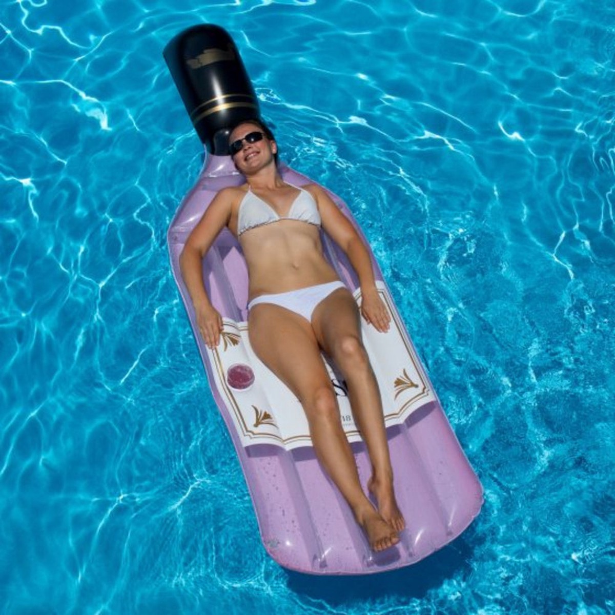 Inflatable Pool Lounger | Swimline | 90654 Ros Bottle | Tall Vinyl | Chlorine Safe
