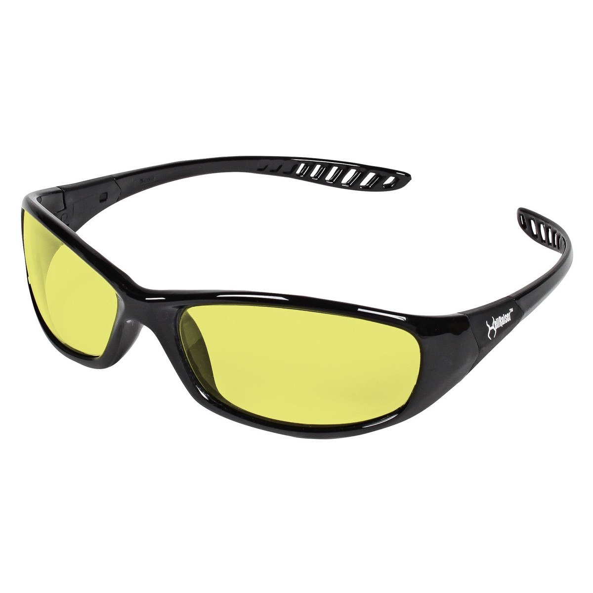 KleenGuard V40 Hellraiser Safety Glasses (20541), Amber Lens with Black Frame, 12 Pairs/Case