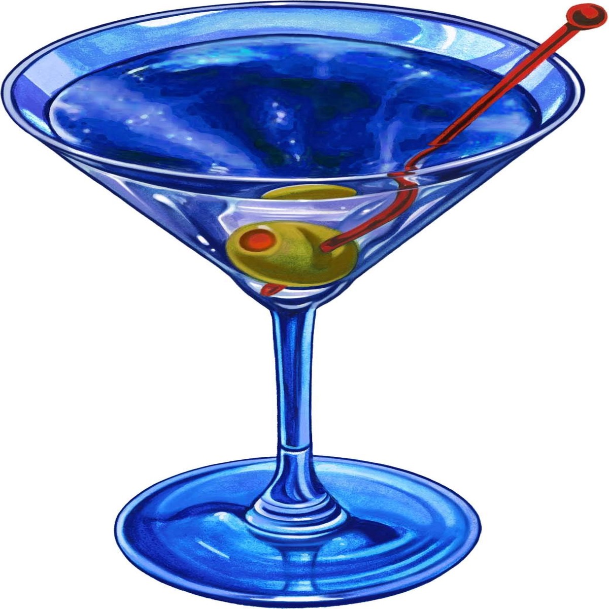 Martini Drink Porcelain Swimming Pool Mosaic (8" x 5")