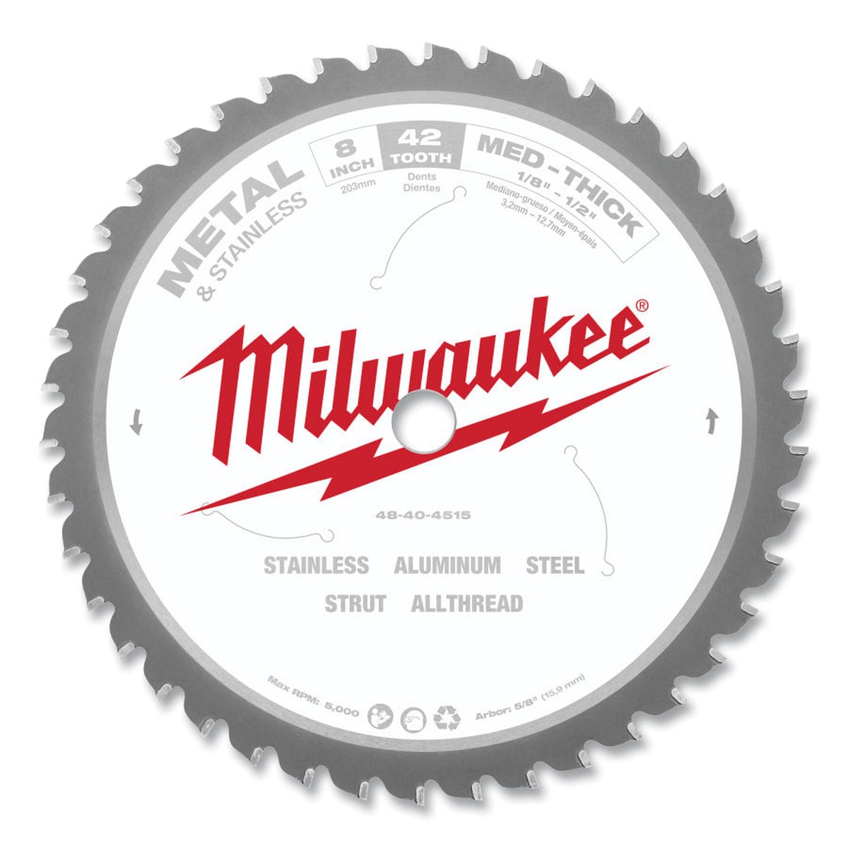 Milwaukee Endurance Carbide Circular Saw Blade, 8 in dia, 42 Teeth