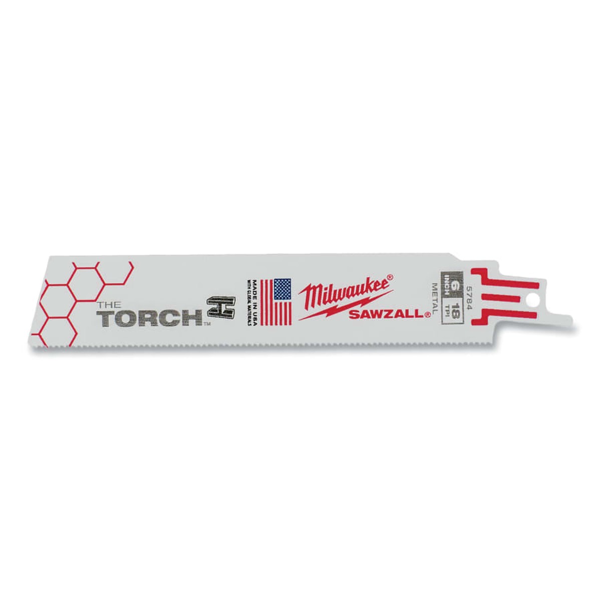 Milwaukee THE TORCH Bi-Metal SAWZALL Blade, 6 in L, 18 TPI, For Rigid Conduit/Strut, 5 EA/PKG