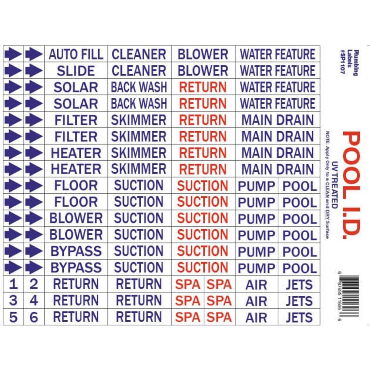 Plumbing Labels | Oreq | SP1107 | Clear Plastic | Heavy Duty