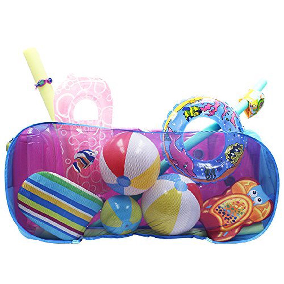 POOL BLASTER Water Tech Pool Pouch Versatile Pool Storage Organizer for Floats, Balls, Inflatable Toys, Noodles, Patio Accessories - Heavy Duty Reinforced Attaches to Poo