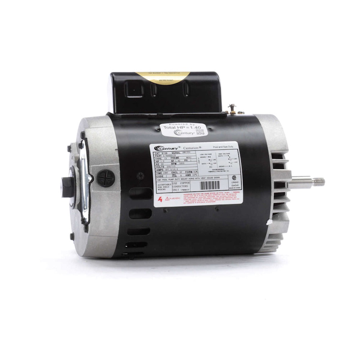 Pool Pump Motor Replacement | Century | M56J B128 | (230/115V Dual Voltage, 1 HP, 1 Phase)