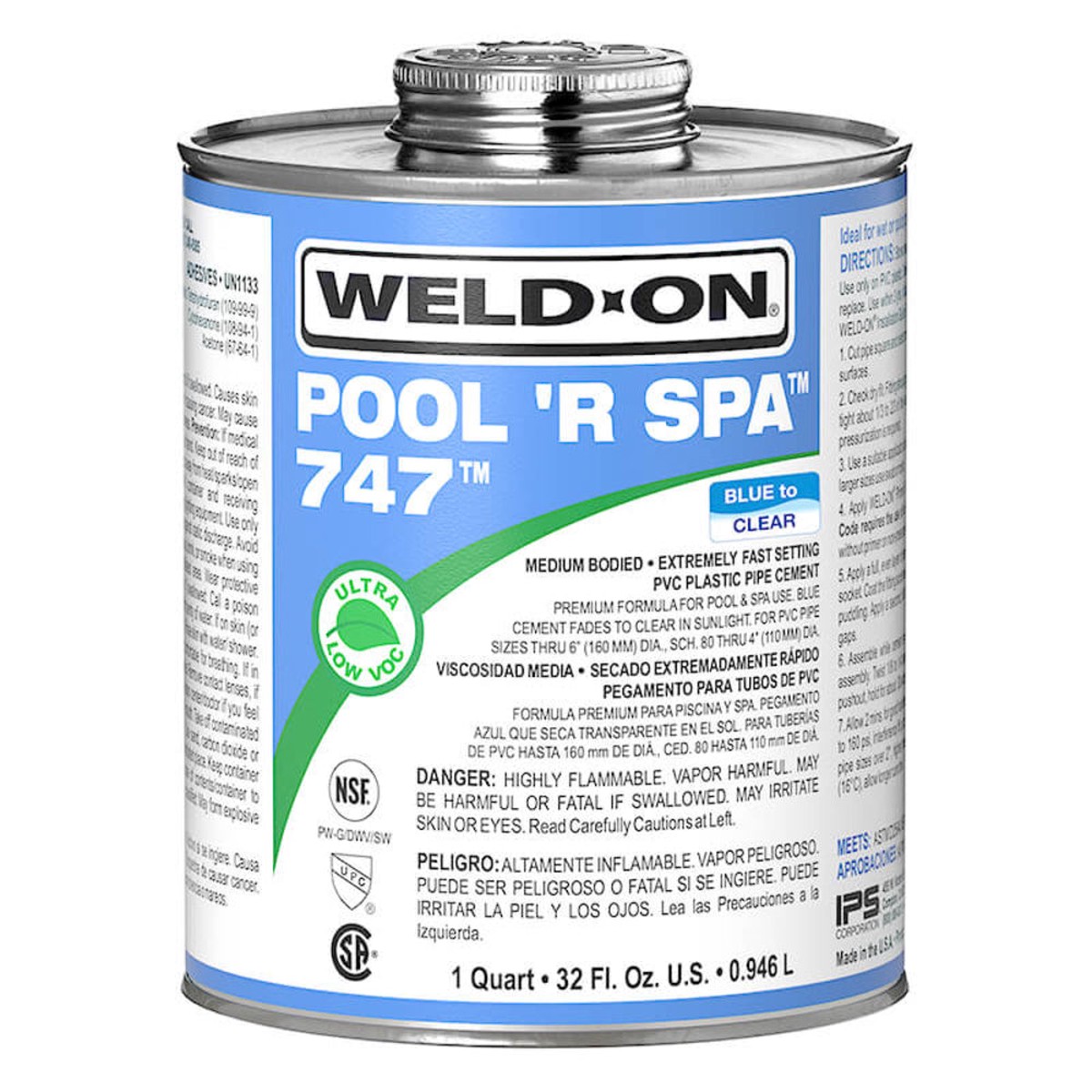 Pool Spa Repair Cement | IPS | 747 Blu | 1 Pint | Heavy Duty