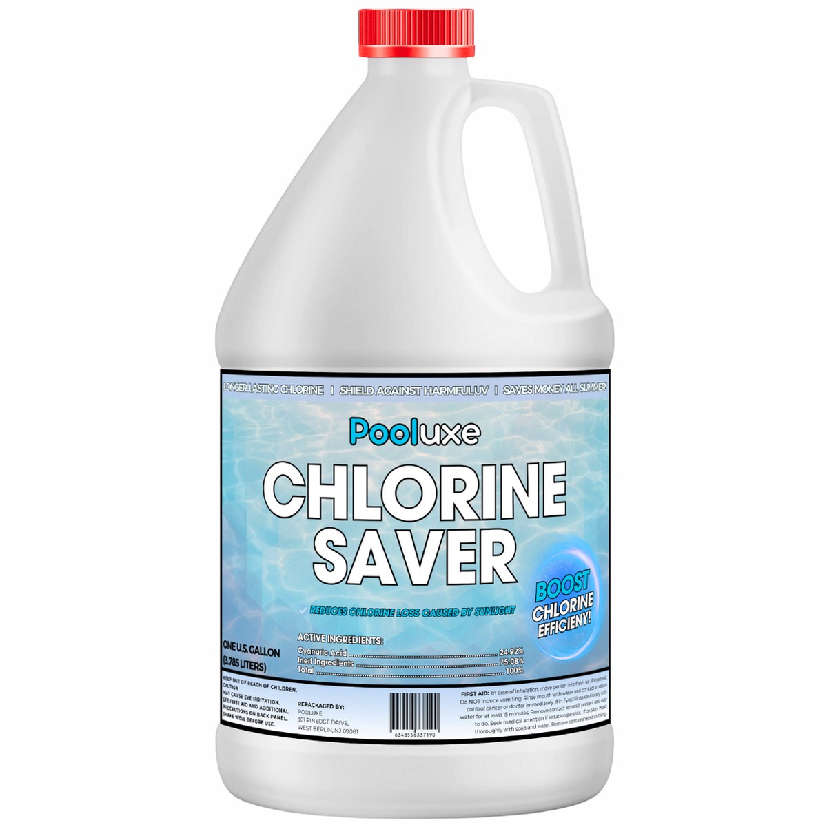 Pooluxe Liquid Stabilizer - 1 Gallon Chlorine Saver & Conditioner for Pools