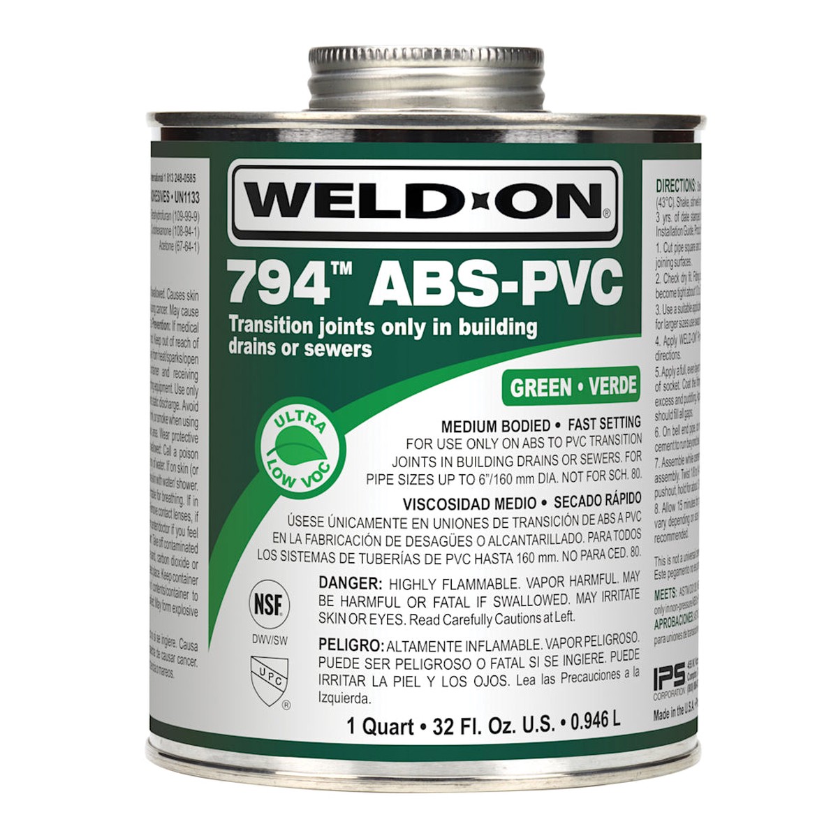 PVC/ABS Cement Quart Heavy Duty Pool Plumbing Cement For PVC And ABS Pipe Joints | IPS | 10273 | (Pool Plumbing)