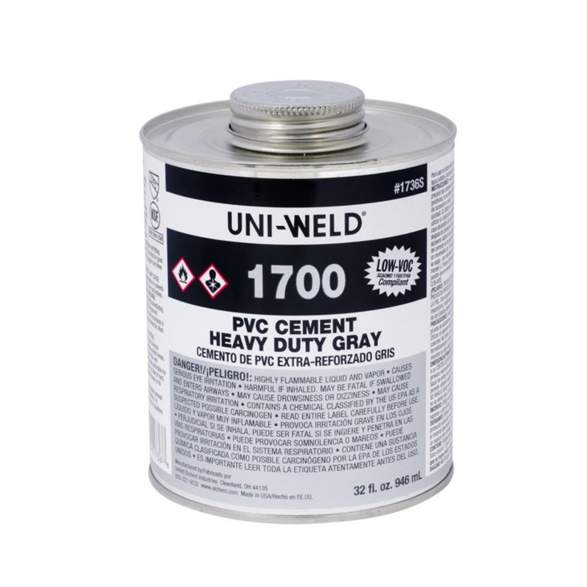 PVC Cement for Pool Plumbing | Heavy Duty Gray | Quart | 1 Pack | Oatey
