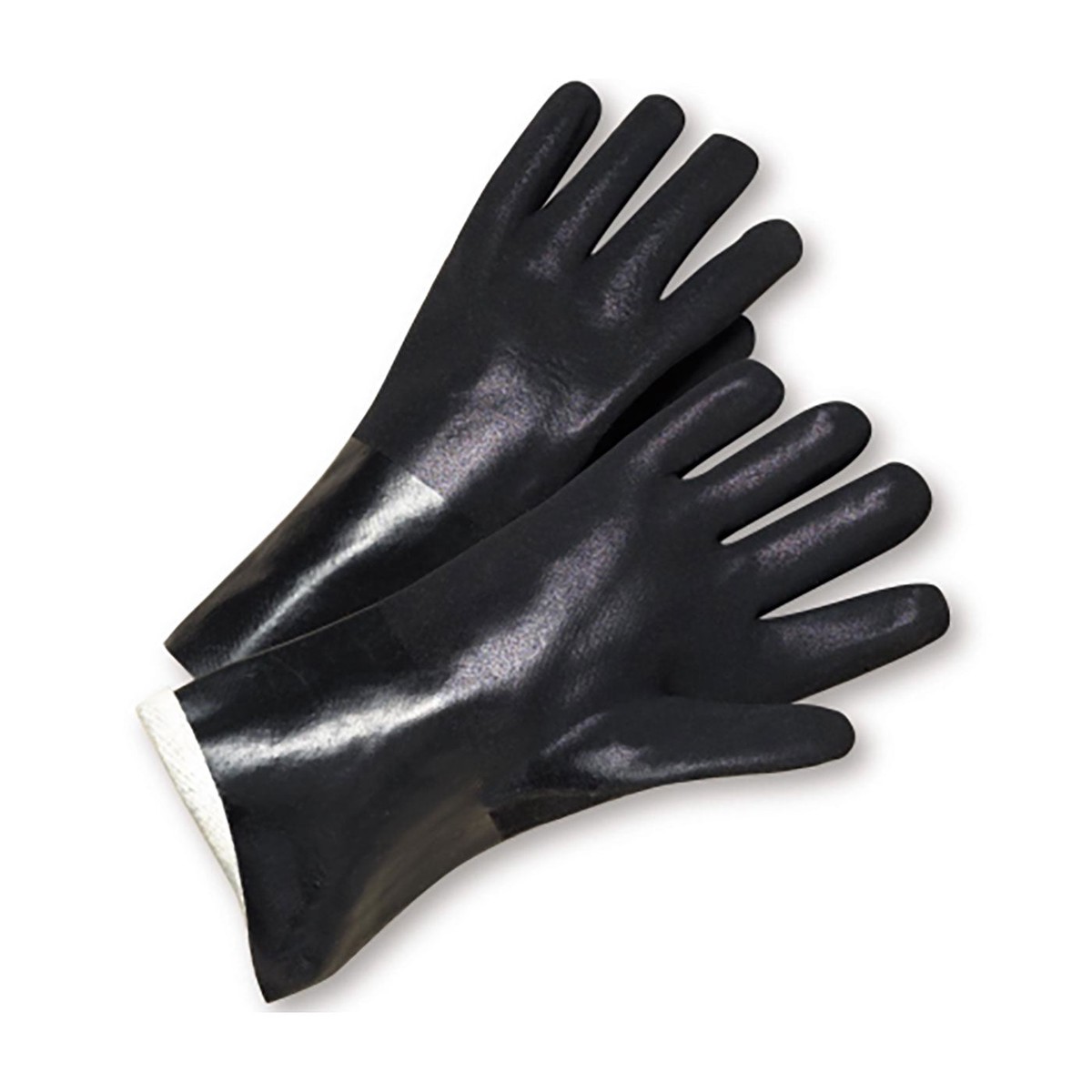 PVC Dipped Work Gloves with Jersey Liner & Rough Sandy Grip 14" Length 1 Dozen Pack