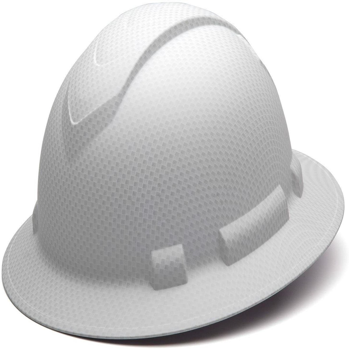 Pyramex Ridgeline Full Brim Hard Hat, 4-Point Ratchet Suspension, Matte White