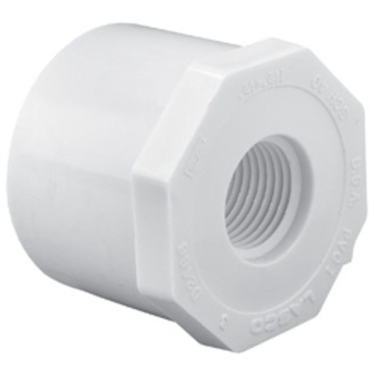 Reducing Bushing | AquaPro | 2 Inch Spigot To 1-1/4 Inch FPT | White PVC Schedule 40