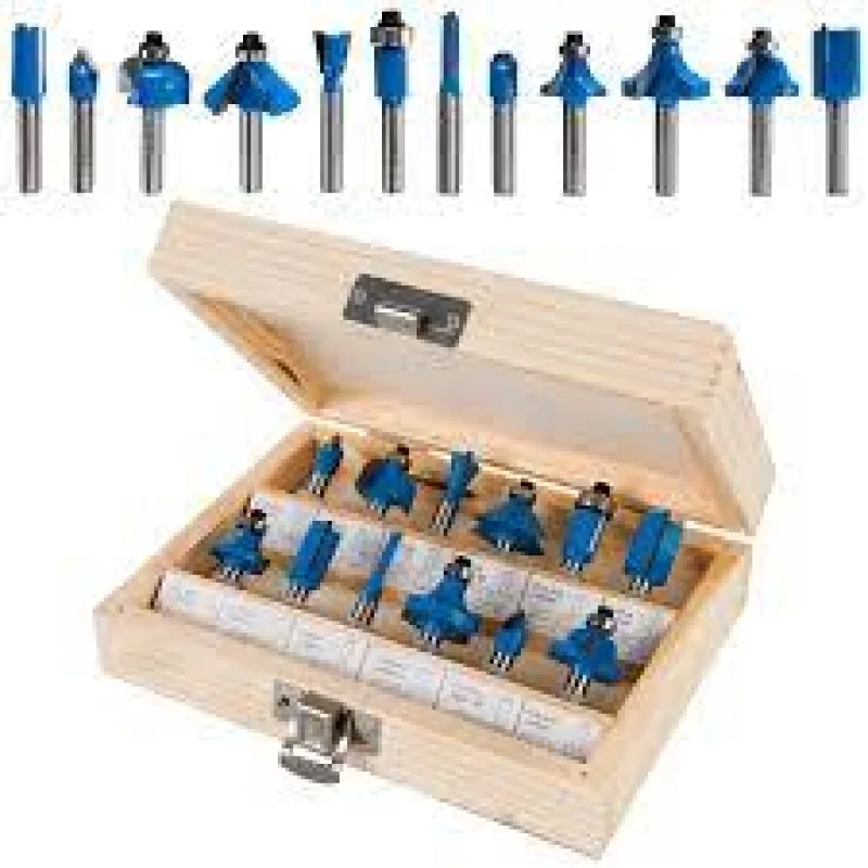 SILVERLINE ROUTER BIT 1/4″ 12-PCS SET