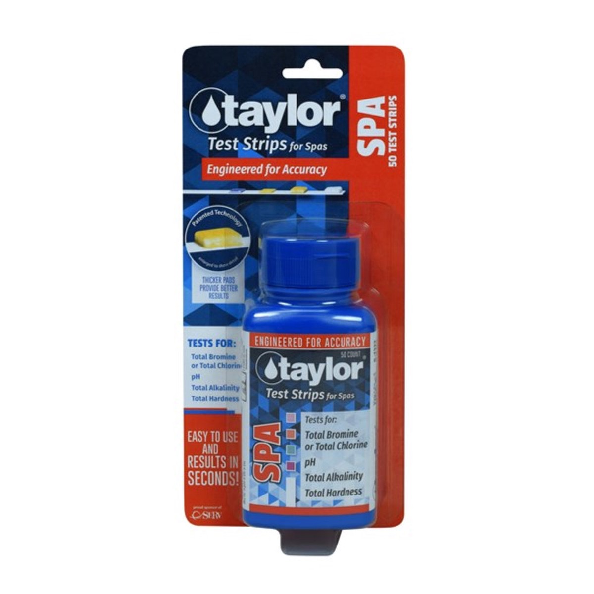 Spa Test Strips | Taylor | S-1332-12 | 50 Strips | Chlorine/Bromine