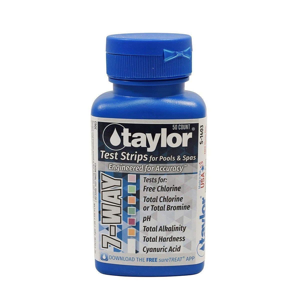 Taylor 7-Way Pool & Spa Test Strips 50 Count | S-1403