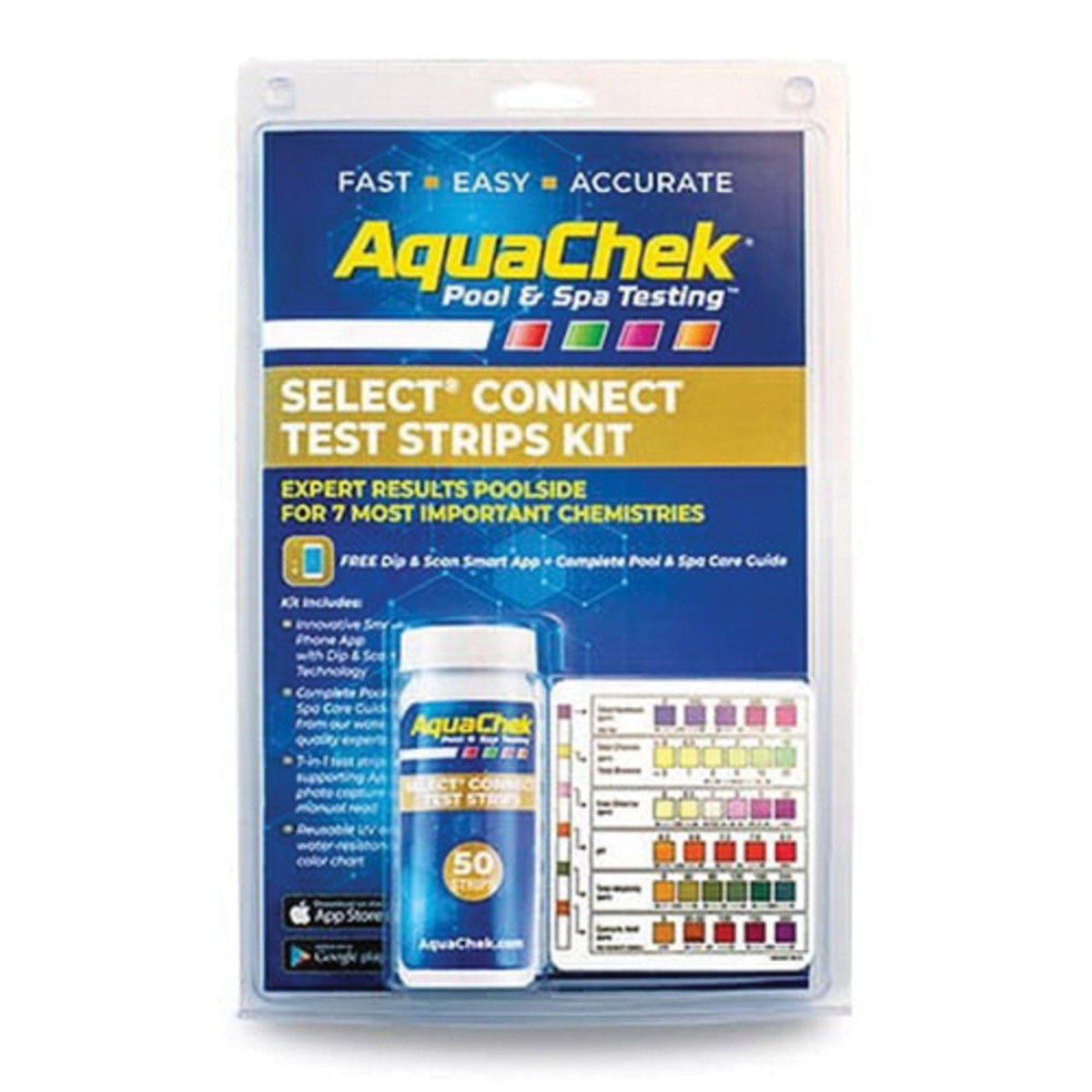 Test Strips | AquaChek | Select Connect 7-In-1 | 50 Pack | Fast Acting Balancing