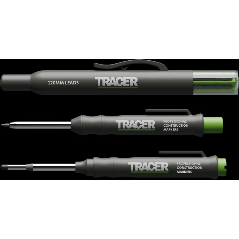 Tracer Deep Hole Construction Pencil, Permanent Marker Pen & Lead Set with Holsters
